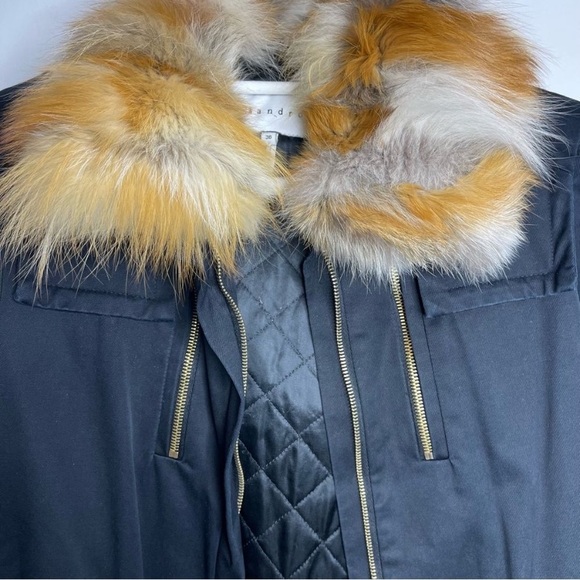 Sandro Paris Parka Dark Navy with removable real Fox fur trim and hood 36/4 - Picture 7 of 14